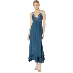 Free People | Dresses | Free People Adella Maxi Slip Dress L Lace Ruffle  Feminine Sexy Whimsical Boho | Poshmark